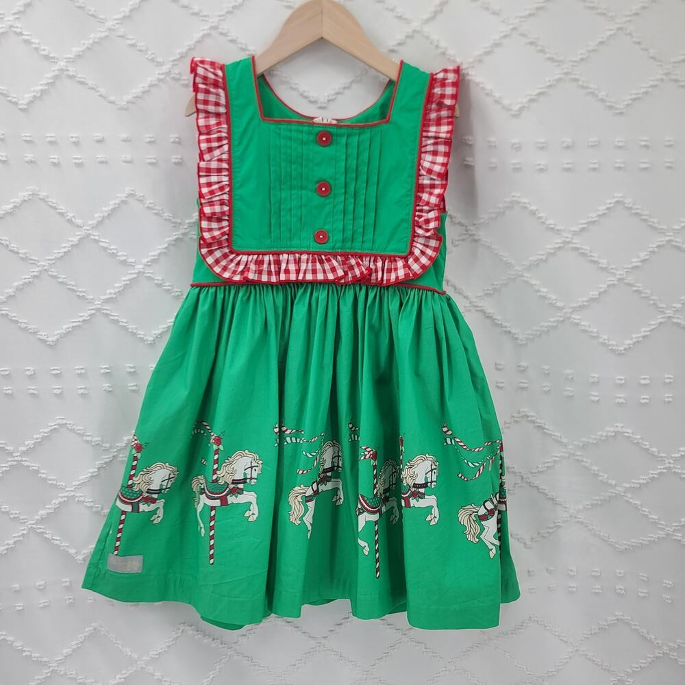 Eleanor Rose Christmas Carousel girl's dress Size 8 Holiday Kidcore ruffle